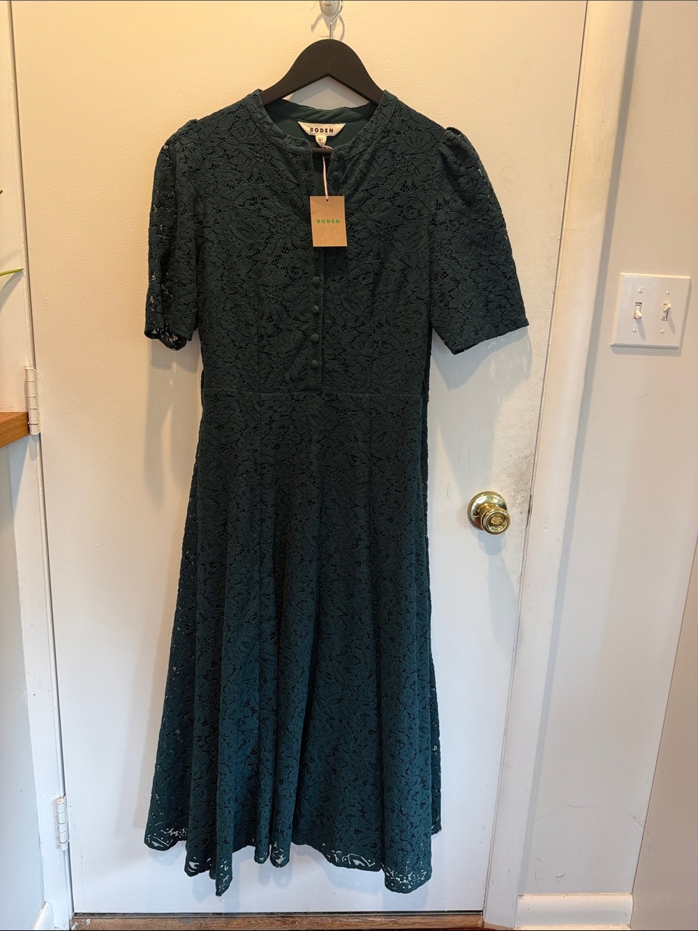 Boden Forest Green Lace Midi Dress